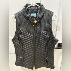 GUESS by Marciano Women's Black Leather Quilted Vest